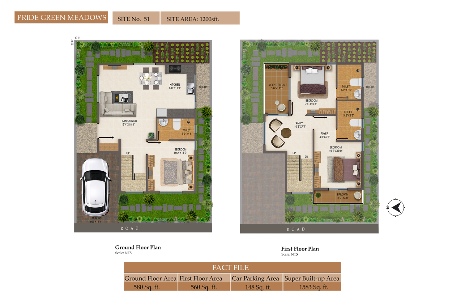 Green Meadows Villas - 3 BHK Floor Plan 
